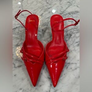 Mango Women's Vibrant Red Patent Heels